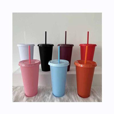 China Disposable China Manufacturing Simple Creative Portable Solid Color Cheap Large Capacity 24oz Straw Drinking Cup for sale