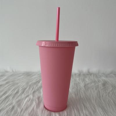 China Wholesale Outdoor Portable Home Water Cup Disposable Customized Solid Color Large Capacity 24oz Straw Cup for sale