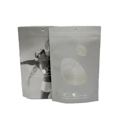 China Recyclable Resealable Custom Logo And Pouch With Zipper Slip Bag With Window Biodegradable Kraft Paper Ziplock Bag for sale