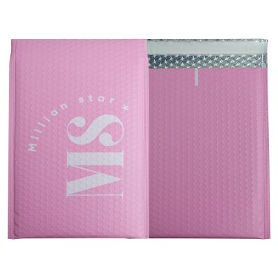 China For High Quality Custom LOGO PINK Foil Padded Envelope Smell Proof Self Shipping Self Mailing Bubble Seal Mailer Mailing Bags for sale