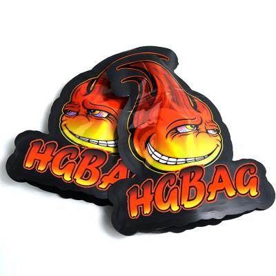 China Recyclable Holographic Smell Proof Pouch Zipper Bags Custom Snack Bag With Logo Foil Shaped Circle Shape Custom Mylar Bag for sale