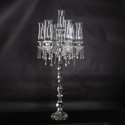 China 7am Crystal Wedding Centerpiece Tall Glass Tube Candelabra Weddings 115cm New For Weddings (BS-CH077) for sale