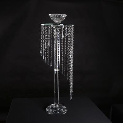 China Hot weddings! Tall Hanging Crystals Wedding Decoration Centerpieces with Flower Stand and Candle Holder (BS-CH034) for sale