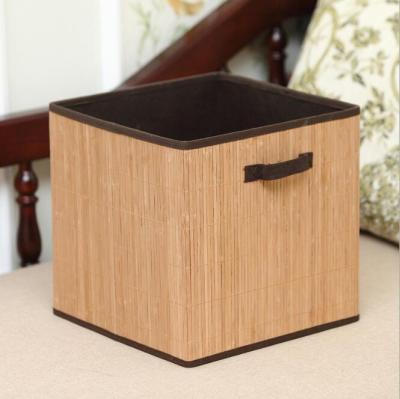 China Sustainable Household Organizer Square Storage Box Sundries Container Basket Bamboo Bins for sale