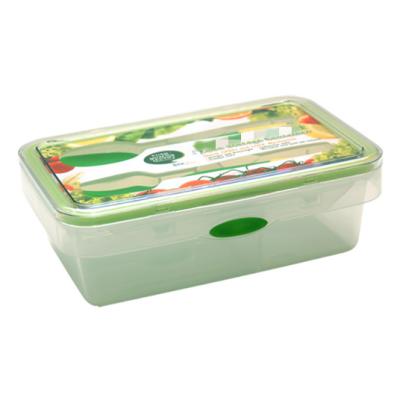 China Freshness Preservation 980ml PP Food Container With Spoon / Fork Leakproof Bento Box For Salad, Fruit, Baby Food for sale