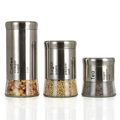 China Viable Moisture Proof Glass Jar Stainless Steel Lid Coffee Container For Airtight Food Storage Bin for sale