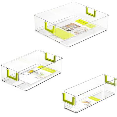 China Sustainable Fridge Organizer Stackable Food Storage Containers With Handle for sale