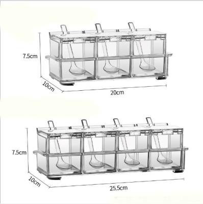 China Sustainable 3 Pcs Set Complimentary Kitchen Table Organizer Plastic Seasoning Container With Spoon for sale