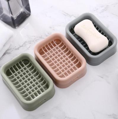 China PP Plastic Simple Lattice Soap Boxes Sustainable Separable Easy To Clean Soap Crate Dish For Bathroom for sale