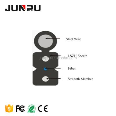 China Indoor LSZH JUNPU 2 Core Fiber Optic Drop FTTH Cable GJYXCH / GJYXFCH for sale