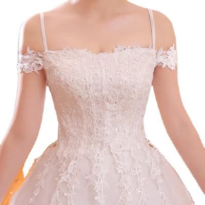 China XMN 2021 summer new anti-static fashion beaded lace white wedding dress with long tail wedding dress for sale