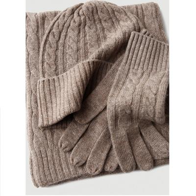 China Medium cashmere scarf and hat set for women for sale