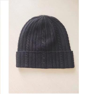 China breathable & Cheap Waterproof Black Cable Cashmere Winter Hat for sale