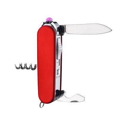 China Dual Bow Opener/Knife/Bottle/Lighter Double Bow USB Cool Electric Drill/Screwdriver Knife Lighter Red Wine Outdoor Multifunctional Cigarette Lighter for sale