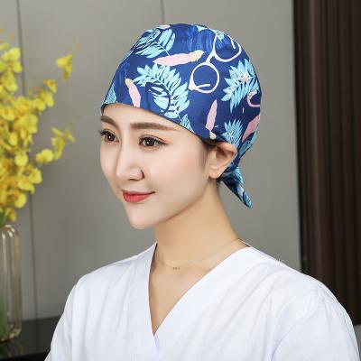 China Adjustable Hospital Cotton Operating Room Hat Printing Medical Surgical Sweat-absorbent Work Cap Doctor Pet Clinic Dental Care Cap for sale