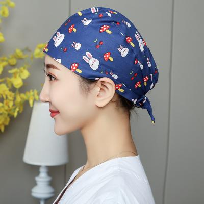 China Hospital Cotton Nurse Cap Pet Hospital Work Hats Printed Doctor Custom Scrub Hats Pharmacy Hats Dentist Clinic Unisex Nursing Hats for sale