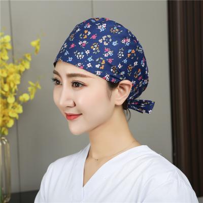 China Unisex Hospital Dentist Clinic Hats Cotton Nurse Cap Pet Hospital Work Hats Printed Doctor Custom Scrub Hats Pharmacy Nursing Hat for sale