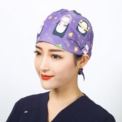 China Hospital Warm Cotton Running Hat With Button And Adjustable Headband Heartbeat Buffy Hats Women Men Nurse Scrub Caps for sale