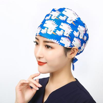 China Custom Unisex Hospital Cartoon Printing Working Adjustable Nurse Uniform Surgical Caps Hair Caps Doctor Hair Hat Unisex for sale