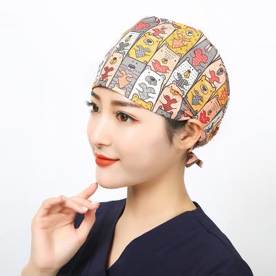 China Hospital Print Animal Nurse Scrub Hat Casual Caps in Beautician Hat Lab Various Colors Working Hat for sale