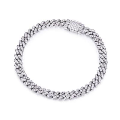 China Sterling Silver Iced Cut Miami Cuban Link Jewelry 925 Diamond Cuban Link Bracelet Wholesale Hip Hop Moissanite Mens 925 Hip Hop Men's Curb Chain Necklace Bracelet For Women Men for sale