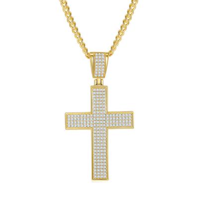 China Geometry Pendant VVS Moissanite Diamond Cross Pendant Necklace Women 925 Sterling Silver Hiphop Moissanite Cross by Hiphop Lerca for Men for sale