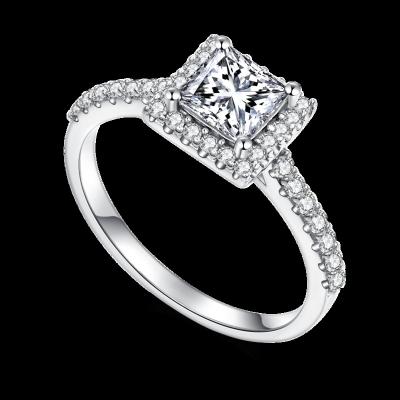 China Good Romantic Rings 1ct Moissanite Diamond Silver Engagement Rings For Women Men Sterling Silver Rings High Quality S925 Lerca Jewelry for sale