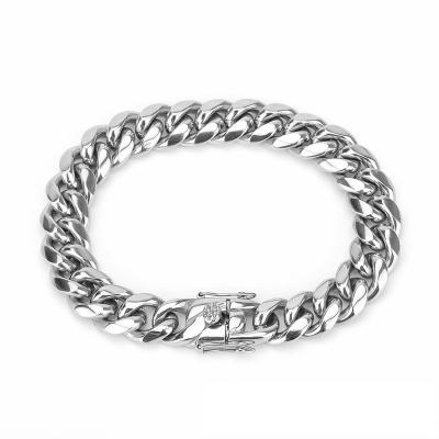 China Lerca Cuban Link Chain Bracelet Men's Punk Hand Chains Miami Stainless Steel Waterproof Bracelet For Men for sale