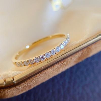 China Romantic Solid Yellow Gold 0.1ct Diamond Ring Fine Jewelry Natural Lerca Fashion Ladies Engagement Wedding Band Design 18K Real for sale