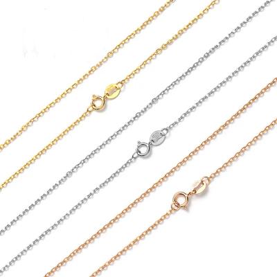 China Lerca TRENDY Wholesale Price 18K Real Gold Cable Chains Jewelry Necklaces 1mm Design Solid Gold Link Chain Fine Chain Necklace for sale