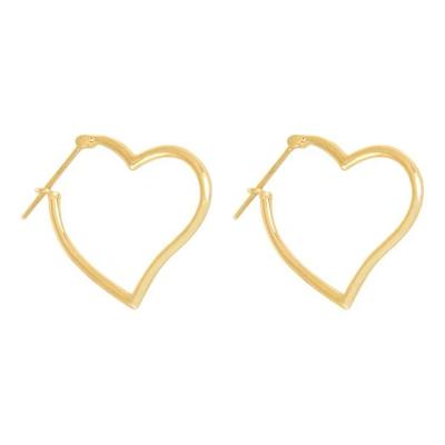 China CLASSIC Wholesale Hot Selling Real 18K Gold Huggie Heart Lerca Au750 Hoops Earring Fine Jewelry Simple Hoop Earrings for sale