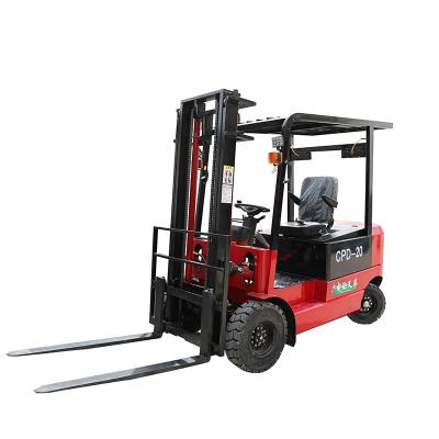 China Electric Forklift Four Wheel Drive Electric Forklift Double Cylinder Building Material Shops Electric Standing Forklift for sale