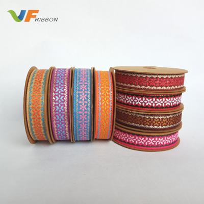 China High Tenacity 15mm Polyester Jacquard Webbing Decorative Lattice Ribbon for sale