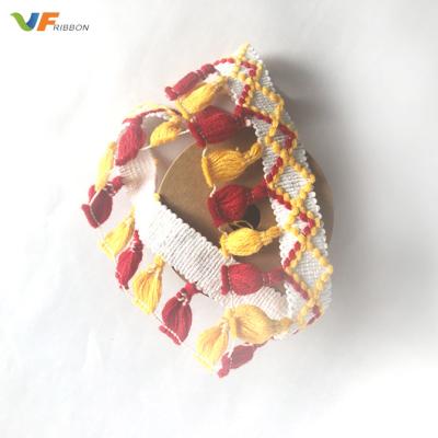 China Sustainable Fashion Decoration Multicolor Tassels Lace Trim For Clothing for sale