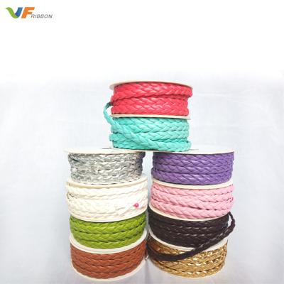 China Viable leather 5MM braided woven rope made from PU and corion for garment for sale