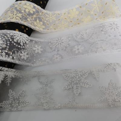 China Wholesale Polyester High Tenacity Christmas Organza Printed Organza Ribbon for sale