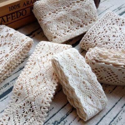 China Wholesale high quality eco-friendly 100% cotton knitted vintage style cotton lace fabric for home textile knitted cotton lace for sale