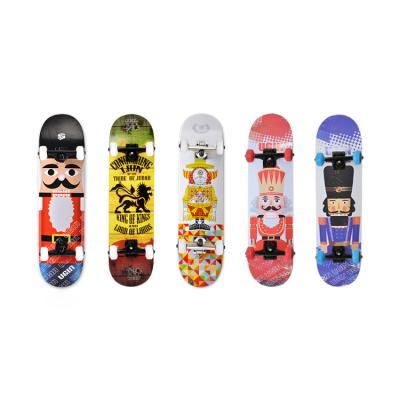 China Adult Custom Printed Full Concave 7 Layer Maple Wood Double Kick Carbon Pro Skateboard for sale