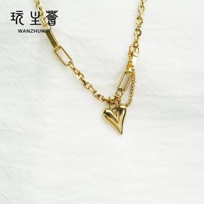 China New Design FASHIONABLE Tasty Real Heart Shape Statement Pendant Gold Plated Necklace for sale