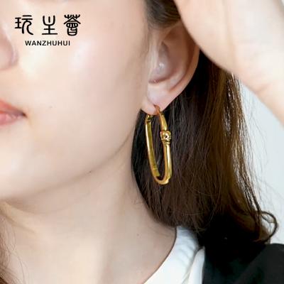 China FASHIONABLE Geometry Soft Oval Shape New Products Golden Skull Earrings for sale