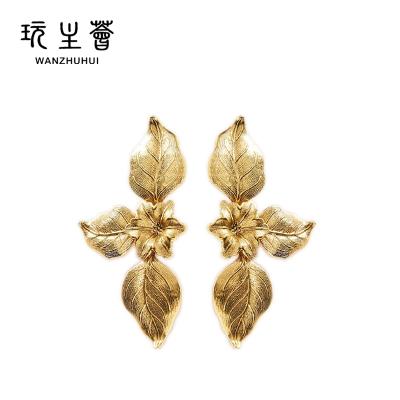 China CLASSIC Earrings Flower Petal Earrings Plated 18 K Gold Feminine Earrings for sale