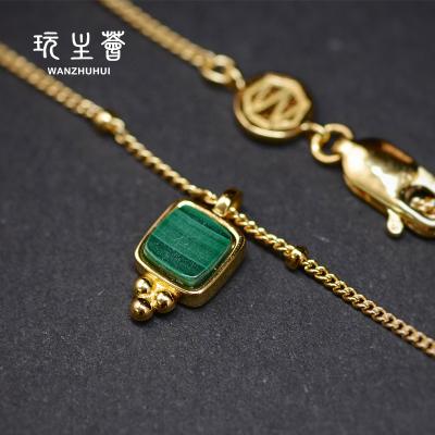 China CLASSIC Natural Malachite 5A Bracelet 925 Silver Plated 18K Gold Women's Bracelet for sale