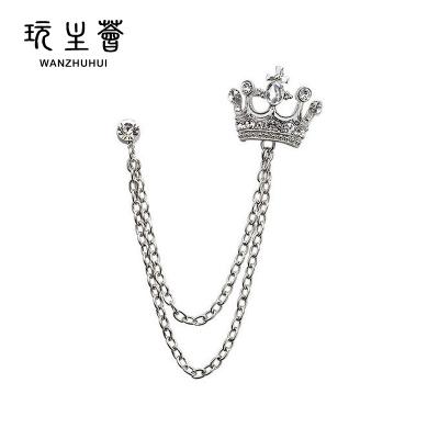 China Bulk Designer Custom Greek Women's Vintage Brooch Pin Crown Chain Shapes Alloy Material for sale