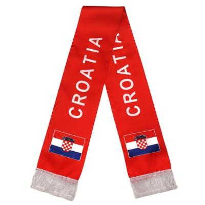 China Polyester Factory Direct Slogan Delicate Sports Knitted Logo Jacquard Custom Football Scarf for sale