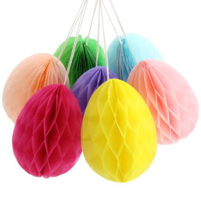 China Easter Day Decoration Easter Eggs Colored Cell Type Paper Honeycomb Ornament Things Honeycomb Eggs Ball for sale