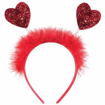 China Custom Cute Costume Red Valentine's Day Heart Valentine's Party Women Headband Costume Headband for sale