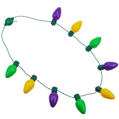 China Mardi Gras Throws Mardi Gras Beads Bulk Purple Green Gold Beaded LED Light Necklace for sale