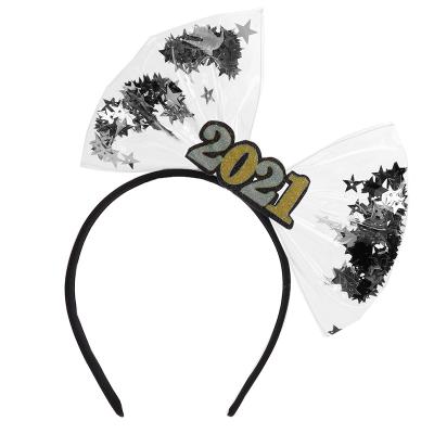 China Festival Newcomers Black Silver Tiara Party Supplies New Years Women Headband for sale