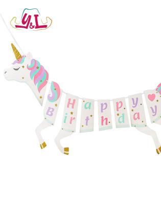 China Colorful Paper Birthday Party Background Banner Unicorn Party Supplies Of The Latest Festival Products for sale