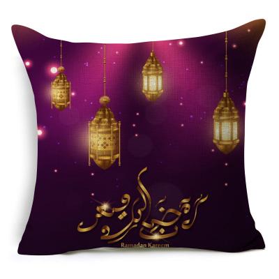 China Decoration For Home Painting Moon Stars Lantern Mosque Cushion Covers Ramadan Sofa Seat Cushion for sale